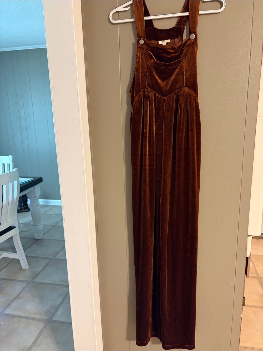 BiBi Chocolate Brown Velvet Maxi Pinafore Dress